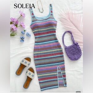 Soleia Medium Colorful Knit Midi Dress- NEW!